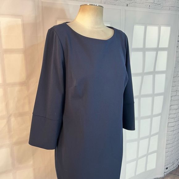 Calvin Klein navy blue long sleeve sheath dress size 14 - Picture 2 of 11